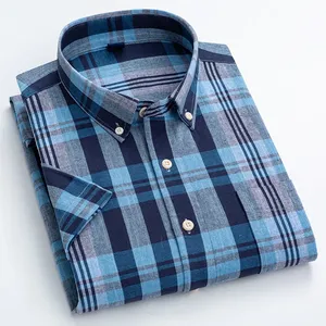 New in <strong>Shirt</strong> Summer Plaid Short Sleeve <strong>Shirts</strong> <strong>for</strong> <strong>Man</strong> Slim Fit <strong>Linen</strong> Cotton Elegant Clothes - Product Image 1