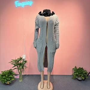 Áo khoác <span class=keywords><strong>cardigan</strong></span> dệt kim dài dành cho nữ có túi phía trước xoắn 14 màu Áo khoác len hở phía trước ấm áp - Product Image 6