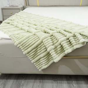 Manta polar 3D Jacquard suave decorativa manta peluda, acogedoras mantas ligeras de felpa esponjosa para sofá, cama, sofá - Product Image 4