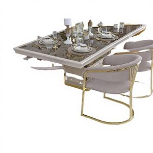 Nueva Silla de Comedor Plegable de Acero Inoxidable Dorado Contemporáneo, Tapizada en Terciopelo, con Patas de Madera para Hotel, Hogar y Apartamento - Product Image 4