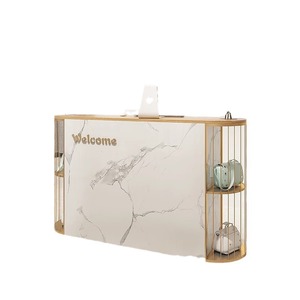<span class=keywords><strong>Mostrador</strong></span> de Recepción Económico para Salón de Belleza con Caja Registradora, Mesa de Recepción Blanca para Oficina - Product Image 2