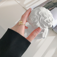 Bague à double ouverture EMANCO, design plume brillant, en acier inoxydable, bijoux de mode pour femmes