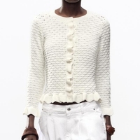 Pull en tricot de style nouveau, bord plissé, tissu coton/laine, mode Joker, marque personnalisée, automne, usage quotidien