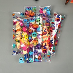 Sacs à friandises transparents irisés pour Halloween, motif chauve-souris, longs emballages en plastique pour <span class=keywords><strong>bonbons</strong></span>, sucettes et biscuits, pour les cadeaux de fête d'Halloween pour enfants - Product Image 2