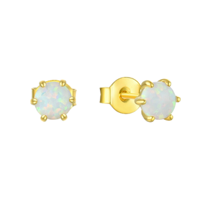 925 Sterling Silver Jewelry Natural Stone Gold Plated 925 Silver Opal Stud Earrings - Product Image 6