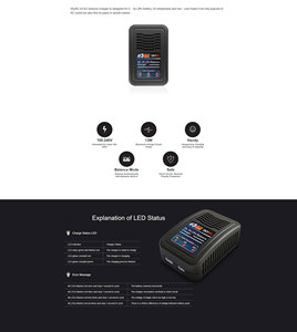 SKYRC SK-100081 E3 Lipo <b>Battery</b> Balance Charger AC Input 1S 2S 3S 3.7V 7.4V 11.1V RC Charging Power <b>Cable</b> US EU Plug Private - Product Image 3