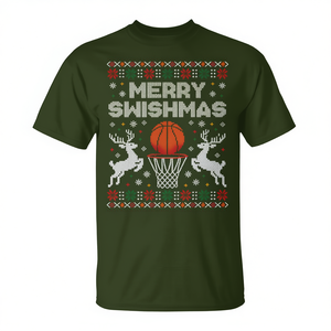 Camiseta Navideña de Baloncesto Merry Swishmas para Mujer, Estilo Suéter Feo, Regalo Navideño - Product Image 2