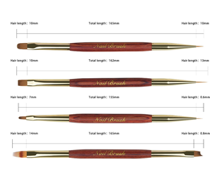 Double End Rose Gold Nail Art Brush Metal Handle Gel Liner Detail 3D Acrylic Painting Brush with Cover - Product Image 2