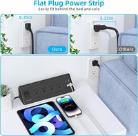 Strip stasiun pengisian daya klem meja USB-C, Strip daya penjepit meja 4 Outlet dan 4 port USB-A 2 soket ekstensi Strip daya meja