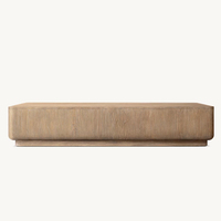 Table basse/à thé convertible RH moderne avec rangement, 2 tiroirs cachés, console en bois clair CIRO, grain lisse, style minimaliste pour entrée de maison