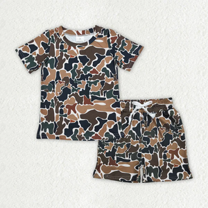 Conjuntos de Pijamas para Bebés y Niños, Camisetas de Manga Corta con Estampado de Camuflaje y Pantalones Cortos con Bolsillos - Product Image 6
