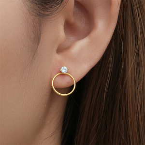 ROXI Boucles d'oreilles simples pour femmes en argent sterling 925 plaqué or 18 carats, cercle tendance avec zircon - Product Image 3