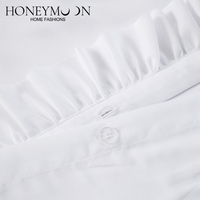 Ensemble de literie HONI pour toutes les saisons, 3 pièces, léger et moelleux, décoration de chambre, microfibre 80 g/m², housse de couette blanche à volants
