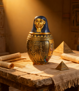 Meiweipet <strong>Urn</strong> Pet Ancient <strong>Egyptian</strong> Mythology Resin Sculpture Pet Memorial <strong>Urn</strong> with Pharaoh Statue Copper Jar Casket for Dog - Product Image 5