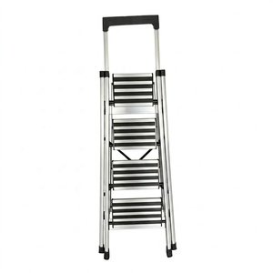 <span class=keywords><strong>Escalera</strong></span> Plegable de Aluminio de 4 Peldaños, Moderna, con Peldaños <span class=keywords><strong>Anchos</strong></span> Antideslizantes, Bandeja para Herramientas, Ligera, 150 kg, EN 131, <span class=keywords><strong>Escalera</strong></span> de Alta Resistencia para Baño - Product Image 5