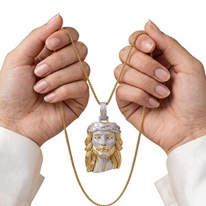 Pendentif Visage de Jésus en Argent Sterling 925 et Moissanite, Collier Charme Iced Out, Bijoux Hip Hop à Micro-Incrustation - Product Image 2