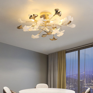 PM Luxe keramische Ginkgo blad plafondlamp gouden takken bladeren <span class=keywords><strong>design</strong></span> ronde plafondlamp woonkamer eetkamer slaapkamer kunst hanglamp - Product Image 5