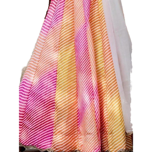 Belle multicolore Leheriya imprimé soie Choli confortable coton tissu Lehenga pour un usage quotidien - Product Image 1