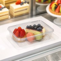 Conteneur à charnière en PET de qualité alimentaire, jetable, transparent, empilable, pour pâtisserie, desserts et gâteaux