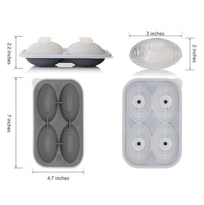 Molde de Silicona <span class=keywords><strong>para</strong></span> Cubitos de Hielo con Forma de Balón de Fútbol, 4 Cavidades, con Tapa de Embudo, Grado Alimenticio, Libre de BPA, <span class=keywords><strong>para</strong></span> Hacer Bolas de Hielo Grandes <span class=keywords><strong>para</strong></span> Whisky, Cócteles y Bebidas - Product Image 5