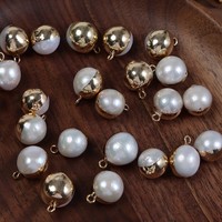 Perles d'eau douce naturelles Edison rondes, perles lâches dorées à l'or fin, pour la fabrication de pendentifs, boucles d'oreilles, accessoires de bijoux, vente en gros