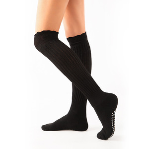 Chaussettes <span class=keywords><strong>de</strong></span> yoga à volants pour <span class=keywords><strong>femmes</strong></span>, antidérapantes, couleur unie, chaussettes <span class=keywords><strong>de</strong></span> Pilates, chaussettes antidérapantes pour la danse classique, la danse, le fitness, chaussettes <span class=keywords><strong>de</strong></span> compression - Product Image 4