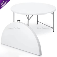 Meubles de banquet de mariage de haute qualité en plastique blanc Hall rond salle à manger tables pliables pour événements