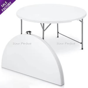 Muebles para banquetes de Bodas de alta calidad, mesas plegables redondas para fiestas de comedor de Salón Blanco de plástico para eventos - Product Image 1