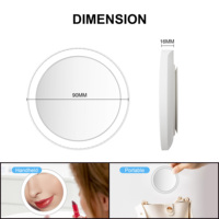 Noir 3.5 pouces éclairé rond en gros Portable tenu dans la main petit Mini 5x loupe ventouse maquillage miroir Compact