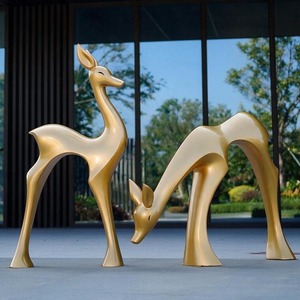 Estatua de Ciervo de Resina Dorada, Escultura Artística Abstracta, Adorno Animal para Decoración del Hogar y Jardín - Product Image 1