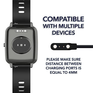 智能手表充电器2针4毫米2针磁性充电器充电电缆USB充电器线智能手表通用60厘米黑色 - Product Image 3