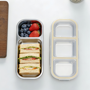Boîte à lunch bento en acier inoxydable sans BPA, hermétique, compatible micro-ondes et lave-vaisselle, pour la préparation des repas, 2 compartiments - Product Image 3