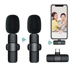 1 kéo 2 không dây Lavalier Microphone ve áo Micro không dây cho điện thoại Android điện thoại di động