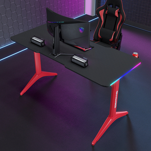 Bureaux de jeu personnalisés noirs avec LED RGB, table de course pour PC avec cadre en acier <span class=keywords><strong>et</strong></span> porte-gobelet pour la maison <span class=keywords><strong>et</strong></span> le <span class=keywords><strong>bureau</strong></span> - Product Image 2