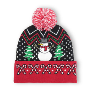 Chapeaux de Noël LED avec lumières, pull tricoté lumineux, logo personnalisé, 100% polyester, cadeau de Noël unisexe pour adultes - Product Image 2