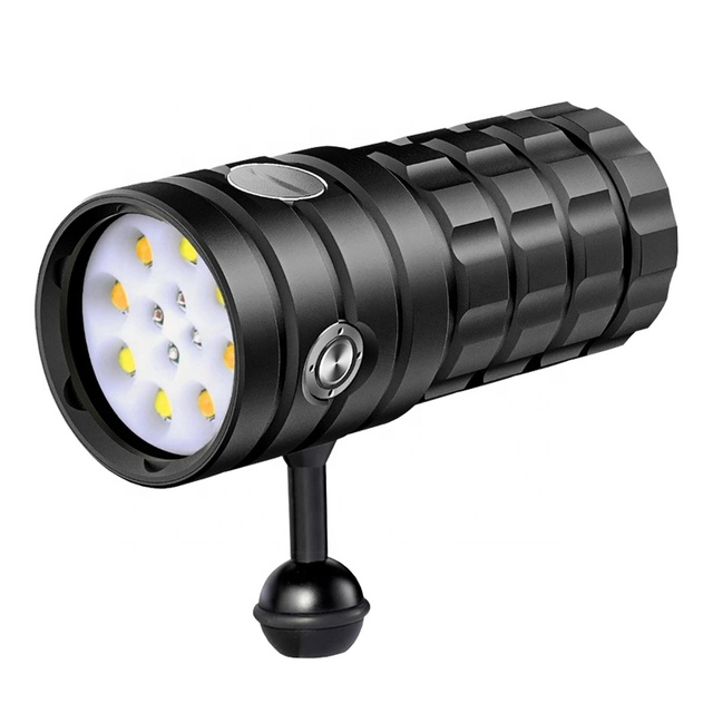 Super Bright Underwater Diving Photography Video Flashlight 25000 Lumen Built-in Battery Waterproof Scuba Diver Torch Light