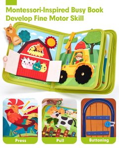Libro Sensorial de Fieltro para Niños Pequeños de 1 a 4 Años, Libro de Actividades de Aprendizaje Sensorial, Juguete Educativo Preescolar - Product Image 2