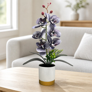 Plante d'orchidée Phalaenopsis artificielle avec pot, 43 pouces de haut, pour la décoration de la maison, du bureau ou du bureau à domicile - Product Image 4