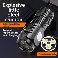 YX-D2-01 Senter Monster Tiga Mata Ultra-Terang Mini Strobe Magnet Kuat Dapat Diisi Ulang 5W Lampu Darurat Bentuk Pena
