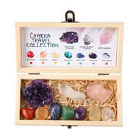 Coffret Cadeau de Cristaux 7 Chakras en Améthyste Naturelle avec Boîte en Bois – Spécimen Minéral pour Enfants