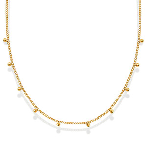 18K Gold Stainless Steel Round Bead Statement <b>Choker</b> Necklace | Hypoallergenic Waterproof Classic Design - Product Image 1