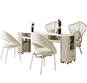 2022A Silla de peluquero moderna de platino de lujo personalizada Pedicura y juego de mesa para decoración de uñas Paquete de salón Muebles Belleza - Product Image 3