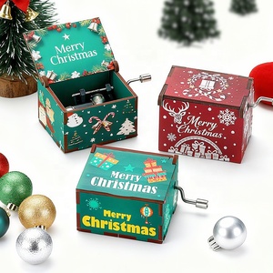 Boîte à musique en bois à manivelle pour Noël, Navidad, Nouvel An, cadeaux pour enfants, décoration de la maison, boîtes musicales sculptées - Product Image 2