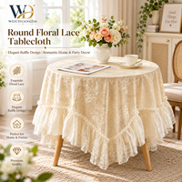 Nappe ronde en dentelle florale, style campagnard français vert vintage, couverture de table à manger, décoration romantique et élégante pour la maison et les mariages