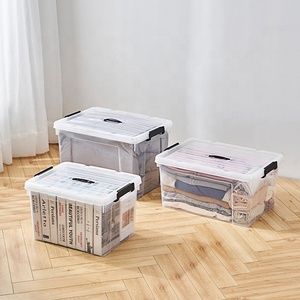80L plastic boxes with lids home organization storage box with handle household
