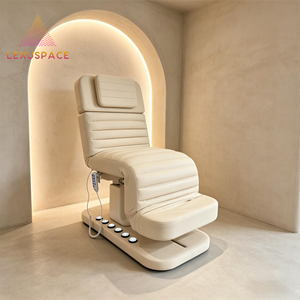 Lit de beauté électrique blanc crème de luxe, fauteuil inclinable pour les soins, extension de cils, manucure - Product Image 2