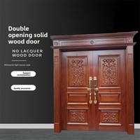 Porte double en bois massif Iroko africain, sur mesure, motifs sculptés de style chinois, isolation phonique, fabricant