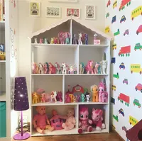 Çocuk kitaplık, Dollhouse kitaplık ahşap ev depolama Organizer çok İşlevli bebek çocuk odası oyuncaklar süslemeleri için kitap rafı
