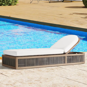 Chaises longues lourdes chaises longues en bois et parasols rotin <span class=keywords><strong>lit</strong></span> de soleil chaise longue piscine simple chaise longue gris - Product Image 5