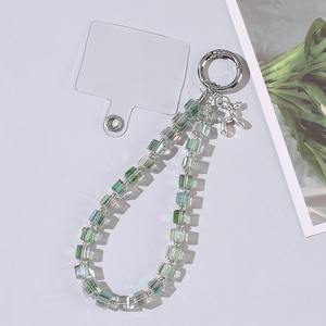 สายคล้องมือแบบลูกปัดแก้วทรงลูกบาศก์เรขาคณิต ประดับประดาอย่างงดงาม ป้องกันการสูญหาย สำหรับเคสโทรศัพท์มือถือทุกรุ่น - Product Image 5